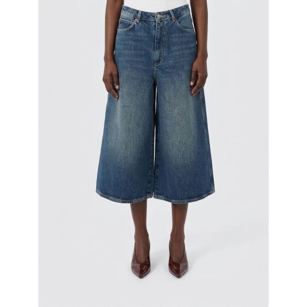Soeur Women Joyce Wide-Leg Cropped Cotton Denim Shorts Soeur